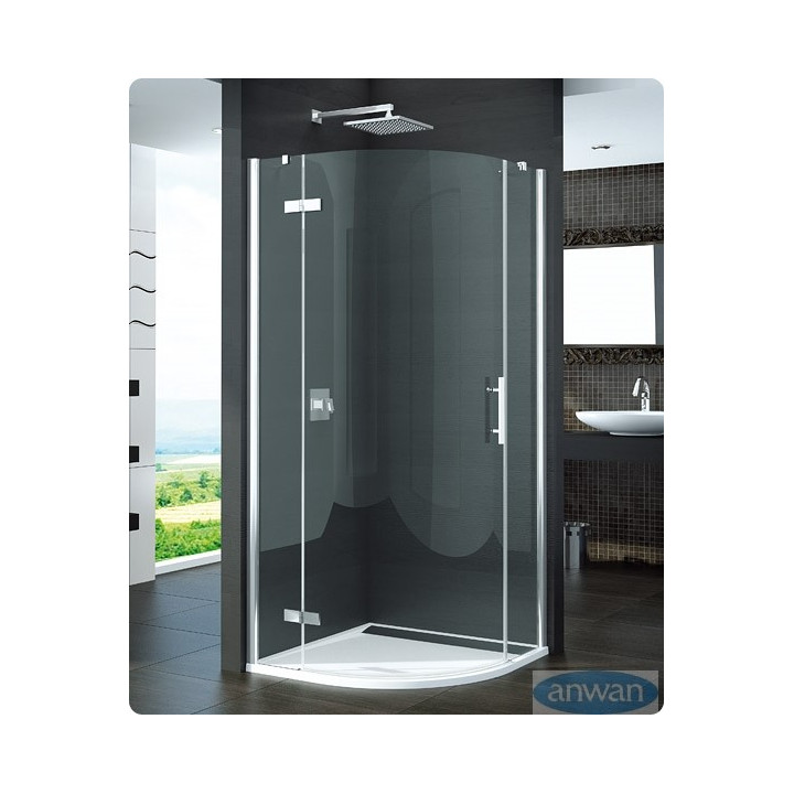 Kabina SanSwiss półokrągła Pur P3P  drzwi 1-częściowe prawe 80 cm,  chrom, szkło przeźroczyste (montaż z profilem) - sanitbuy.pl