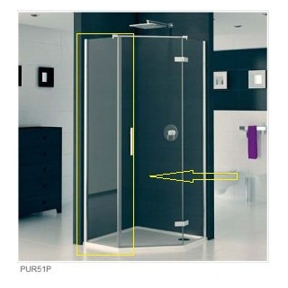 Ścianka do  kabiny pięciokątnej SanSwiss Pur 30 - 100 cm, szkło przeźroczyste (montaż z profilem)- sanitbuy.pl