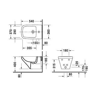 Bidet wiszący, Duravit DuraStyle, 370x540 mm, 1-otworowy, Biały Alpin- sanitbuy.pl
