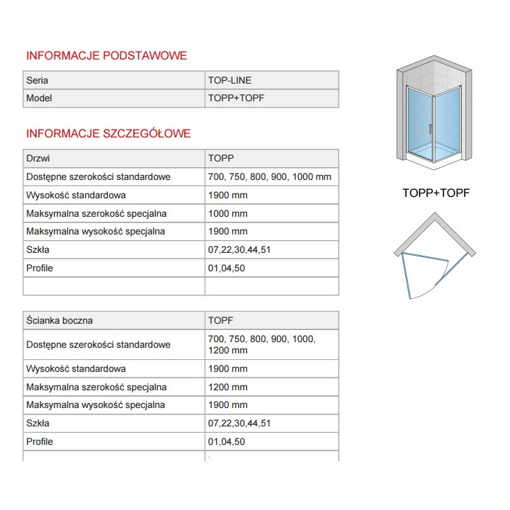 Drzwi jednoczęściowe SanSwiss TOP-LINE 75 cm, połysk, szkło przeźroczyste- sanitbuy.pl
