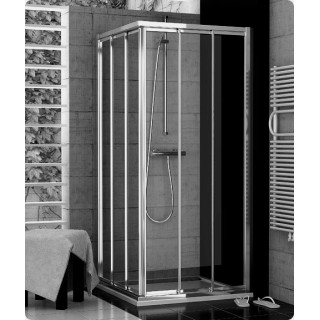 Kabina SanSwiss wejście narożne rozuwane trzyczęścioweTOP- LINE  70x70 cm, biały, szkło przeźroczyste- sanitbuy.pl