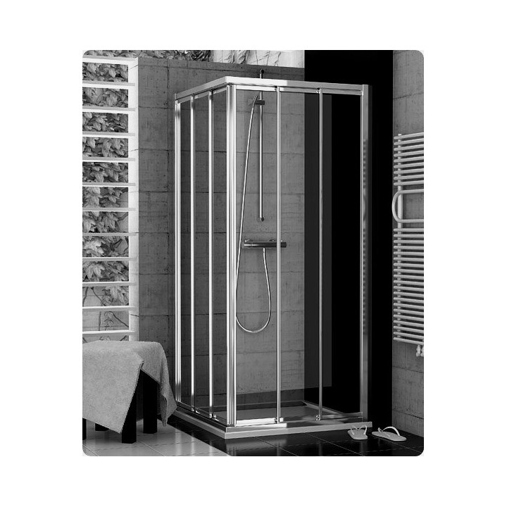 Kabina SanSwiss wejście narożne rozuwane trzyczęścioweTOP- LINE  70x70 cm, biały, szkło przeźroczyste- sanitbuy.pl