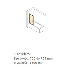 Parawan nawannowy Huppe 501 Design Pure - 1-częściowy 750 mm- sanitbuy.pl