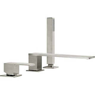 Bateria wannowa 3 otworowa Tres Cuadro,  wylewka dł. 22 cm, stalowa,- sanitbuy.pl