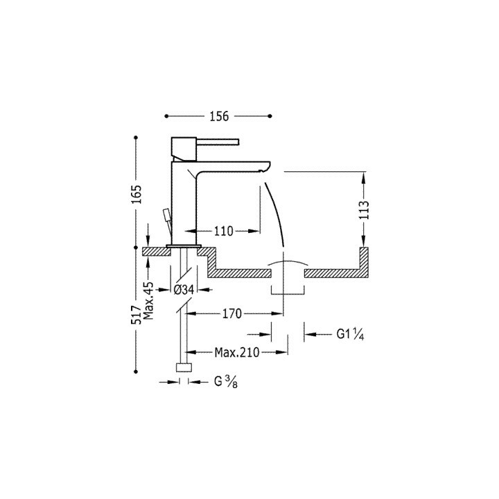 Bateria umywalkowa Tres -max wysokość 16 cm,  chrom- sanitbuy.pl