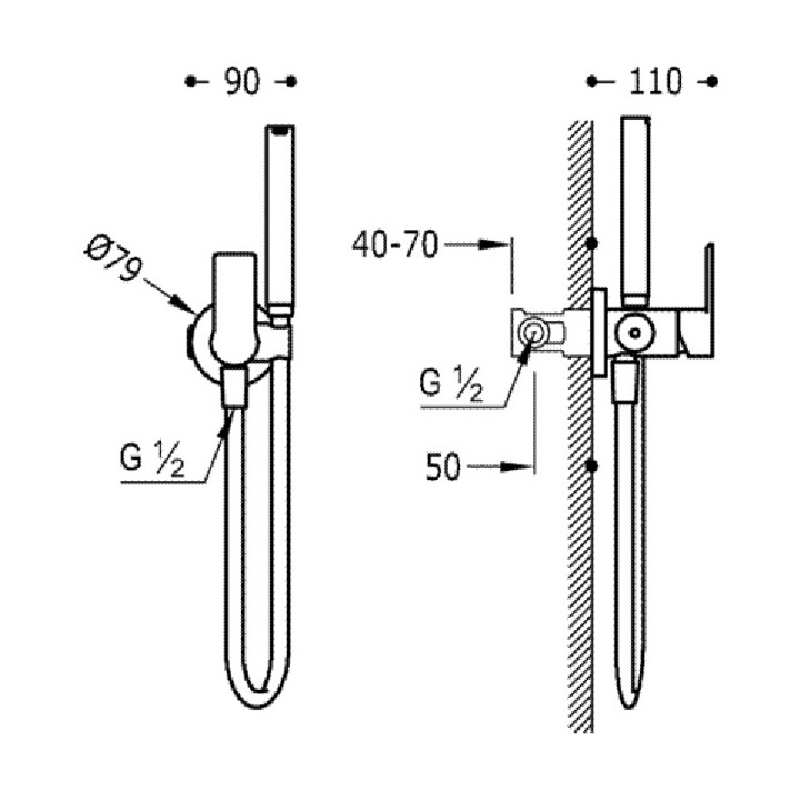 Bateria podtynkowa Loft -Tres do bidetu lub WC, uchwyt regulowany - sanitbuy.pl