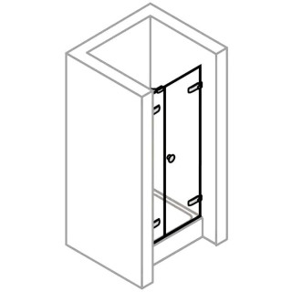 Drzwi skrzydłowe prawe ze ścianką stałą w lini Huppe Enjoy PURE, profil chrom eloxal, szkło przeźroczyste- sanitbuy.pl