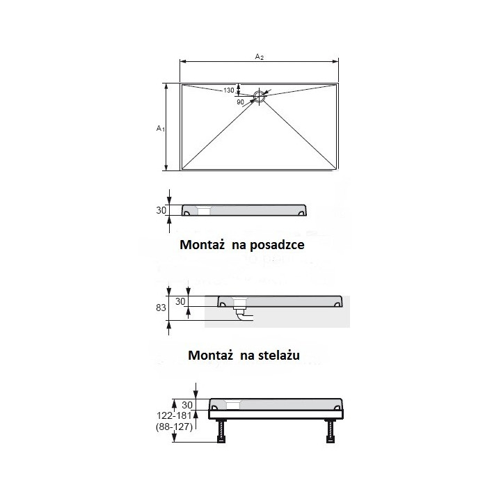 Brodzik Huppe EASYSTEP manufaktura prostokątny 1300x1000 mm- sanitbuy.pl