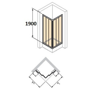 Kabina narożna Huppe Classics 90x90 cm, drzwi suwane 3-częściowe, srebrny połysk, szkło przeźroczyste - sanitbuy.pl