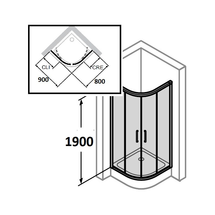 Kabina półokrągła drzwi suwane Huppe Classics 100x100 cm, srebrny matowy, szkło przeźroczyste - sanitbuy.pl