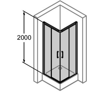 Kabina wejście narożne suwane Huppe Classics 80x80 cm, wys. 200 cm, srebrny mat , szkło przeźroczyste z powłoką Anti Plaque - sa