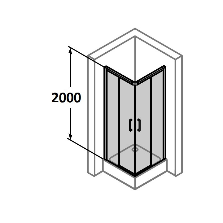 Kabina wejście narożne suwane Huppe Classics 90x90 cm, wys. 200 cm, srebrny mat , szkło przeźroczyste z powłoką Anti Plaque - sa