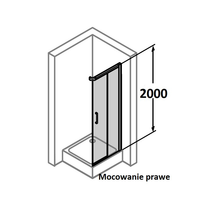 Drzwi suwane 2 częściowe wejście Huppe Classics 80 cm, LEWE, srebrny połysk , szkło przeźroczyste z powłoką Anti Plaque - sanitb