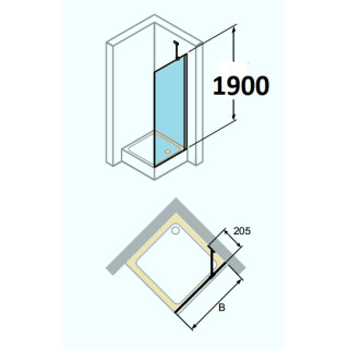 Ścianka boczna Huppe Classics2  do drtzwi wachadłowych 70 cm, wys. 190 cm, srebrny mat, szkło przeźroczyste z Anti Plaque- sanit