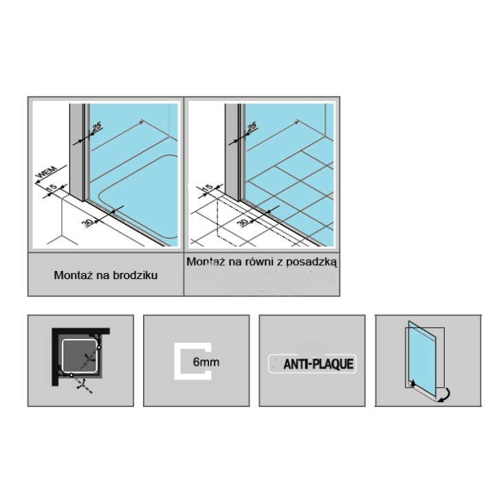Kabina wejście narożne Huppe Classics 80x80 cm, wys. 200 cm, srebrny poler, szkło przeźroczyste z Anti Plaque - sanitbuy.pl