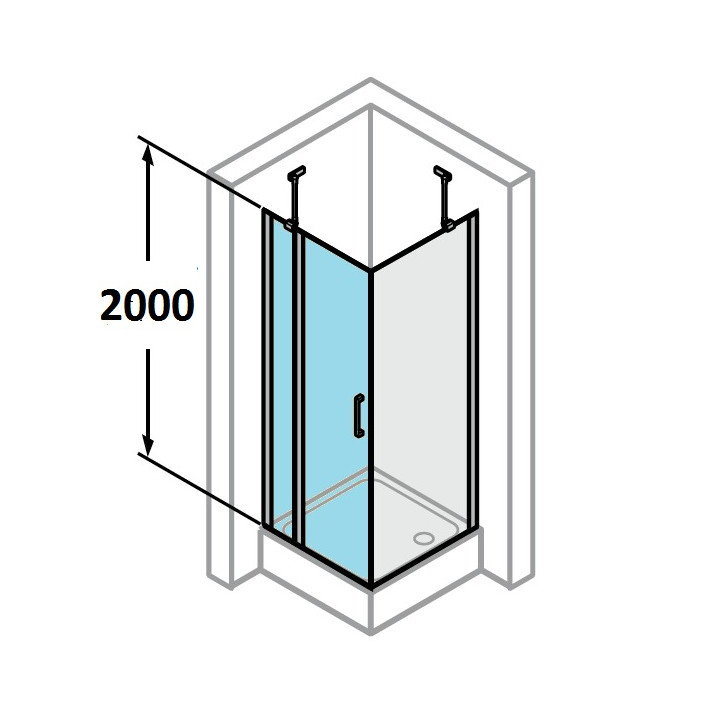 Drzwi skrzydłowe z elementem stałym Huppe Classics 80 cm, wys. 200 cm, srebrny mat, szkło przeźroczyste z Anti Plaque - sanitbuy