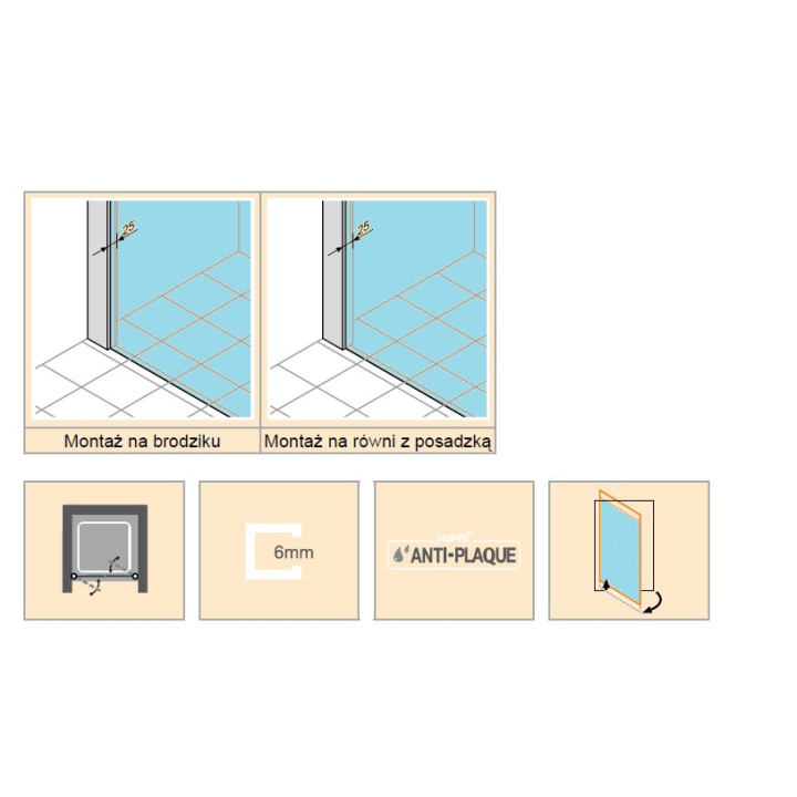 Drzwi do wnęki wachadłowe Huppe Classics 90 cm, wys. 190 cm, srebrny mat, szkło przeźroczyste - sanitbuy.pl