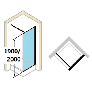 Ścianka do drzwi wachadłowych Huppe Classics 75 cm, wys. 190 cm, srebrny mat, szkło przeźroczyste z Anti Plaque- sanitbuy.pl