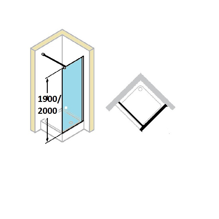 Ścianka do drzwi wachadłowych Huppe Classics 70 cm, wys. 190 cm, srebrny mat, szkło przeźroczyste z Anti Plaque- sanitbuy.pl