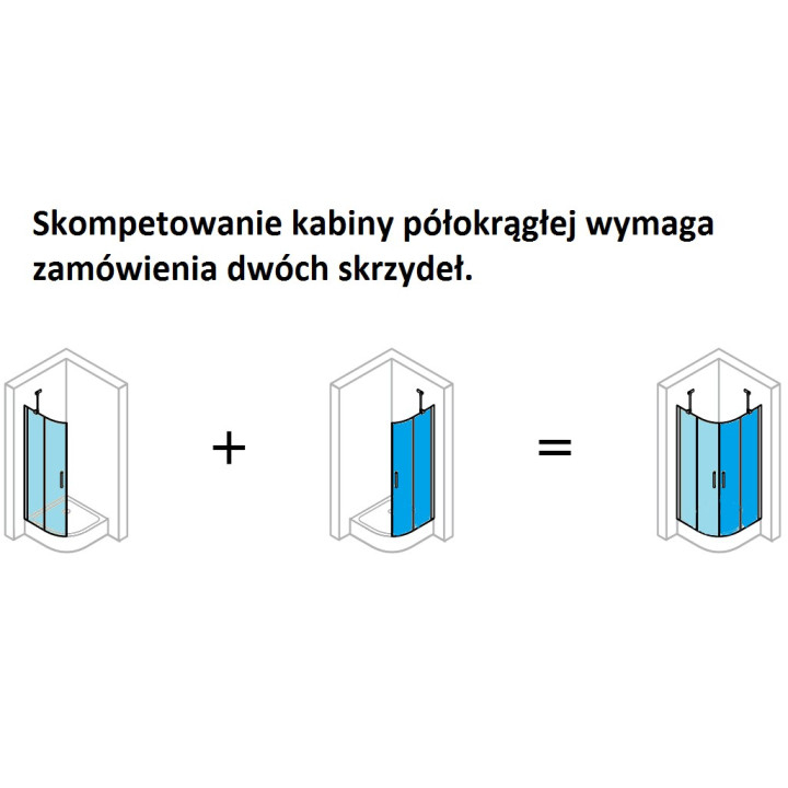 Drzwi skrzydłowe półokragłe  (pół kabiny) Huppe Classics 80 cm, wys. 200 cm, srebrny poler, szkło przeźroczyste z Anti Plaque- s