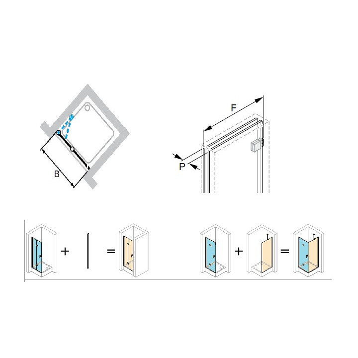 Drzwi prysznicowe Huppe Design Pure składane, szer. 70 cm, wys. 190 cm, chrom, szkło przexroczyste- sanitbuy.pl