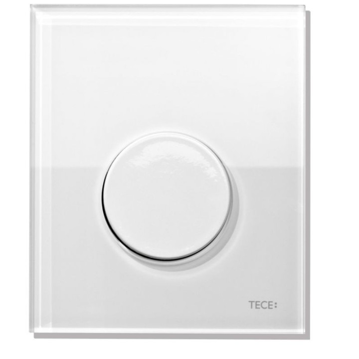 Przycisk spłukujący TECEloop do pisuaru z wkładką zaworową, szkło białe, przyciski chrom matowy- sanitbuy.pl