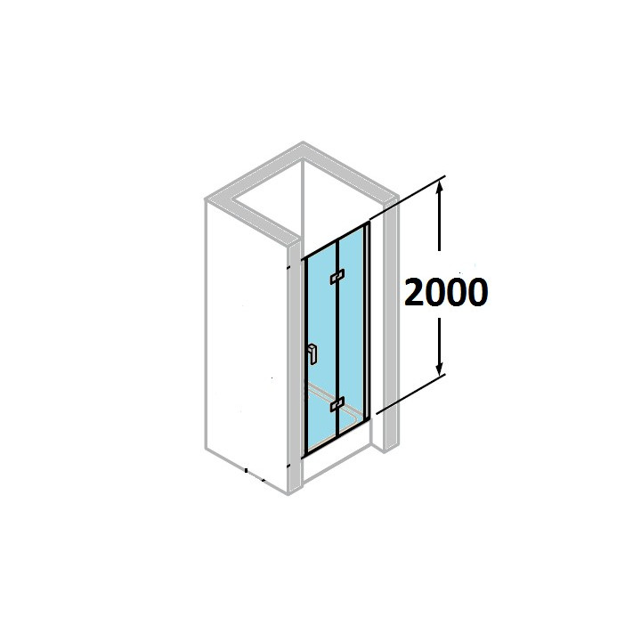 Drzwi skrzydłowe Huppe Design Pure składane, szer. 75 cm, wys. 200 cm, srebrny mat, szkło z Anti-Plaque- sanitbuy.pl