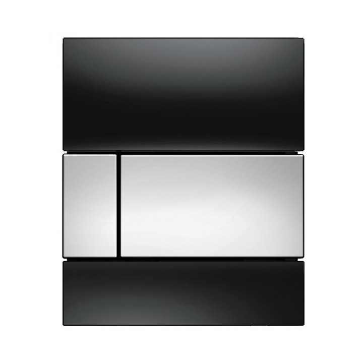 Przycisk spłukujący TECEsquare do pisuaru z wkładką zaworową - szkło czarne, przycisk stal szczotkowana- sanitbuy.pl