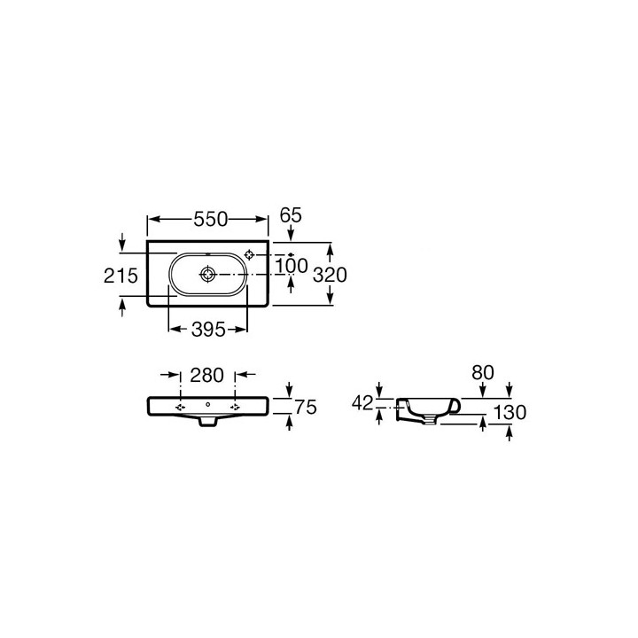 Umywalka Roca Meridian Compacto 55x32 cm z otworem na baterię po prawej stronie- sanitbuy.pl