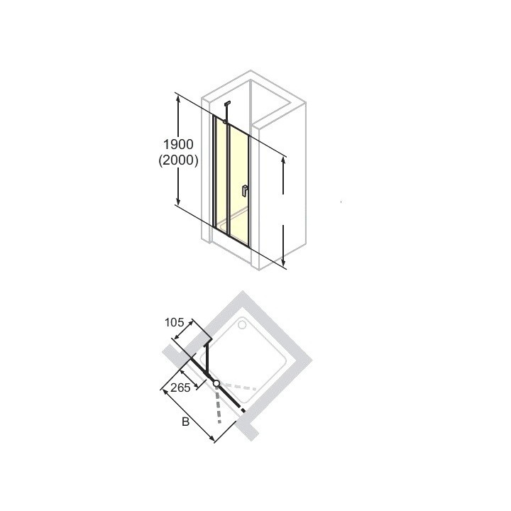 Drzwi prysznicowe Huppe Design - skrzydłowe ze stałym segmentem, szer. 1000 mm, profil chrom eloxal, szkło z powłoką Anti-Pl- sa