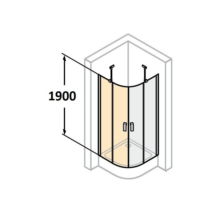 Drzwi prysznicowe Huppe Design Pure skrzydłowe ze stałym segmentem, szer. 800mm, profil chrom eloxal, szkło z powłoką Anti-Plaq-
