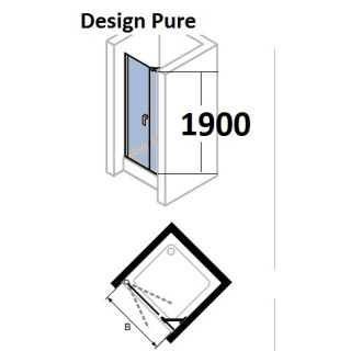 Drzwi do wnęki Huppe Design Pure składane z  częścią boczną, szer. 90cm, wys. 200 cm, chrom, szkło przeźroczyste z Anti Plaque- 