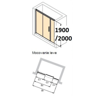 Drzwi do wnęki Huppe Design Pure 100cm, ze stałym segmentem i częścią boczną do wnęki, srebrny mat, przeźroczyste z Anti Plaque-