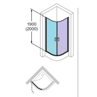 Drzwi wahadłowe do ścianki Huppe Design Pure, wg wymiarów, wys.200 cm,  chrom, przeźroczyste z antiPlaque- sanitbuy.pl