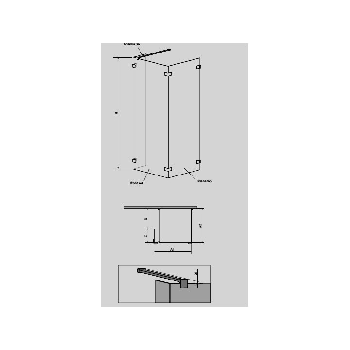 Kabina Radaway Euphoria Walk-in IV 90, ścianki boczne 30 i 80 cm, chrom, szkło przeźroczyste- sanitbuy.pl