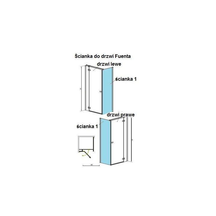 Drzwi  do ścianki Radaway Fuenta New KDJ 80 cm, chrom, szkło przeźroczyste EasyClean- sanitbuy.pl