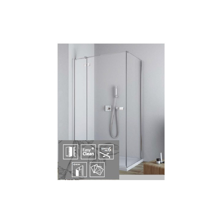 Drzwi  do ścianki Radaway Fuenta New KDJ 80 cm, chrom, szkło przeźroczyste EasyClean- sanitbuy.pl