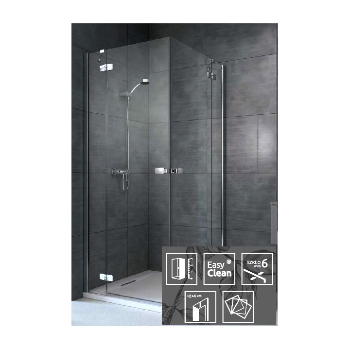 Kabina Radaway Fuenta New KDD 80x80 cm, chrom, szkło przeźroczyste EasyClean- sanitbuy.pl