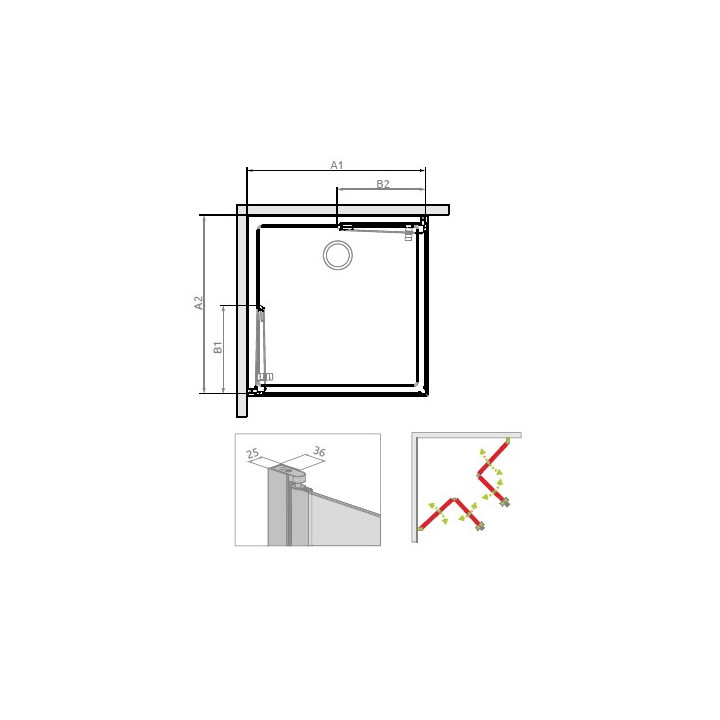 Kabina Radaway Fuenta New KDD 100x100 cm, chrom, szkło przeźroczyste EasyClean- sanitbuy.pl