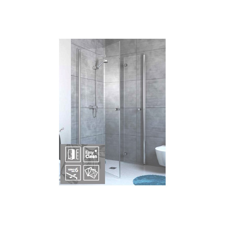 Kabina Radaway Fuenta New KDD 100x100 cm, chrom, szkło przeźroczyste EasyClean- sanitbuy.pl
