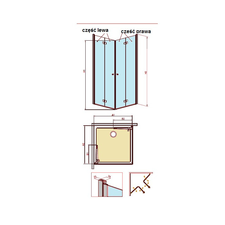 Kabina Radaway Fuenta New KDD 100x100 cm, chrom, szkło przeźroczyste EasyClean- sanitbuy.pl