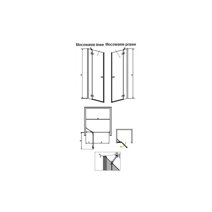 Drzwi do wnęki Radaway Fuenta New KDJ 80 cm, LEWE, chrom, szkło przeźroczyste EasyClean- sanitbuy.pl
