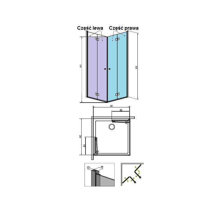 Kabina Essenza New KDD -B 800 cm, część lewa, chrom, szkło przeźroczyste EasyClean- sanitbuy.pl
