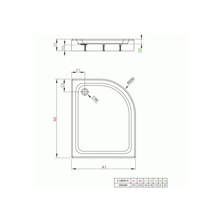 Brodzik Radaway Giaros A 90x90 cm, półokragły- sanitbuy.pl