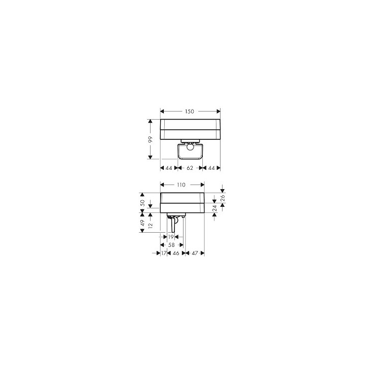 Bateria termostatyczna Axor ShowerSelect Square do 2 odbiorników, podtynkowy, element zewnętrzny- sanitbuy.pl