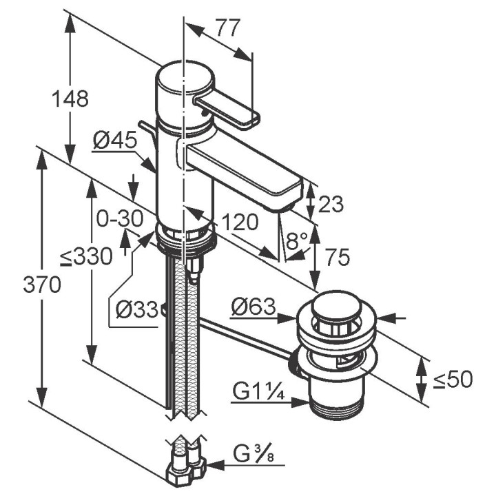 Bateria umywalkowa jednouchwytowa z wylewką Kludi ZENTA- sanitbuy.pl