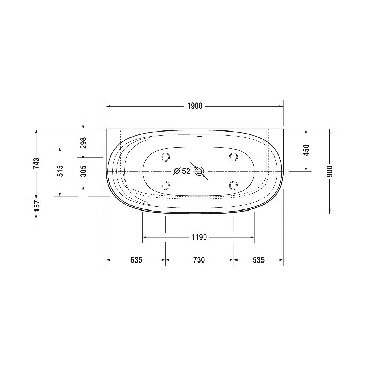 Wanna narożna prawa Duravit Cape Cod 190x90 cm- sanitbuy.pl