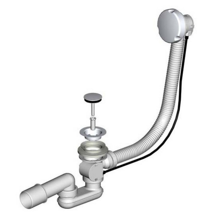 Zestaw przelewowo -odpływowy Villeroy & Boch, chromowany z łańcuszkiem i korkiem- sanitbuy.pl