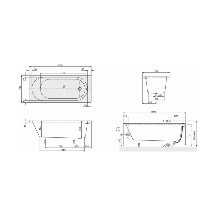 Wanna Villeroy & Boch Omnia architectura 140x70- sanitbuy.pl