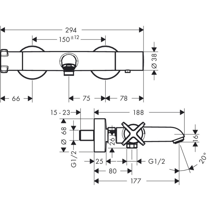 Bateria prysznicowa termostatyczna Axor Citterio E ścienna, chrom, DN15- sanitbuy.pl